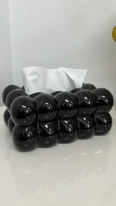 Clyde black tissue box - Luscious Homewares