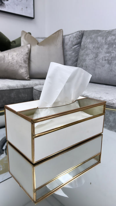 Everly white tissue box - Luscious Homewares