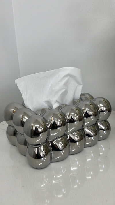 Clyde silver tissue box - Luscious Homewares