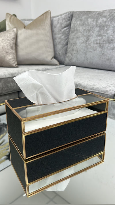 Everly black tissue box - Luscious Homewares