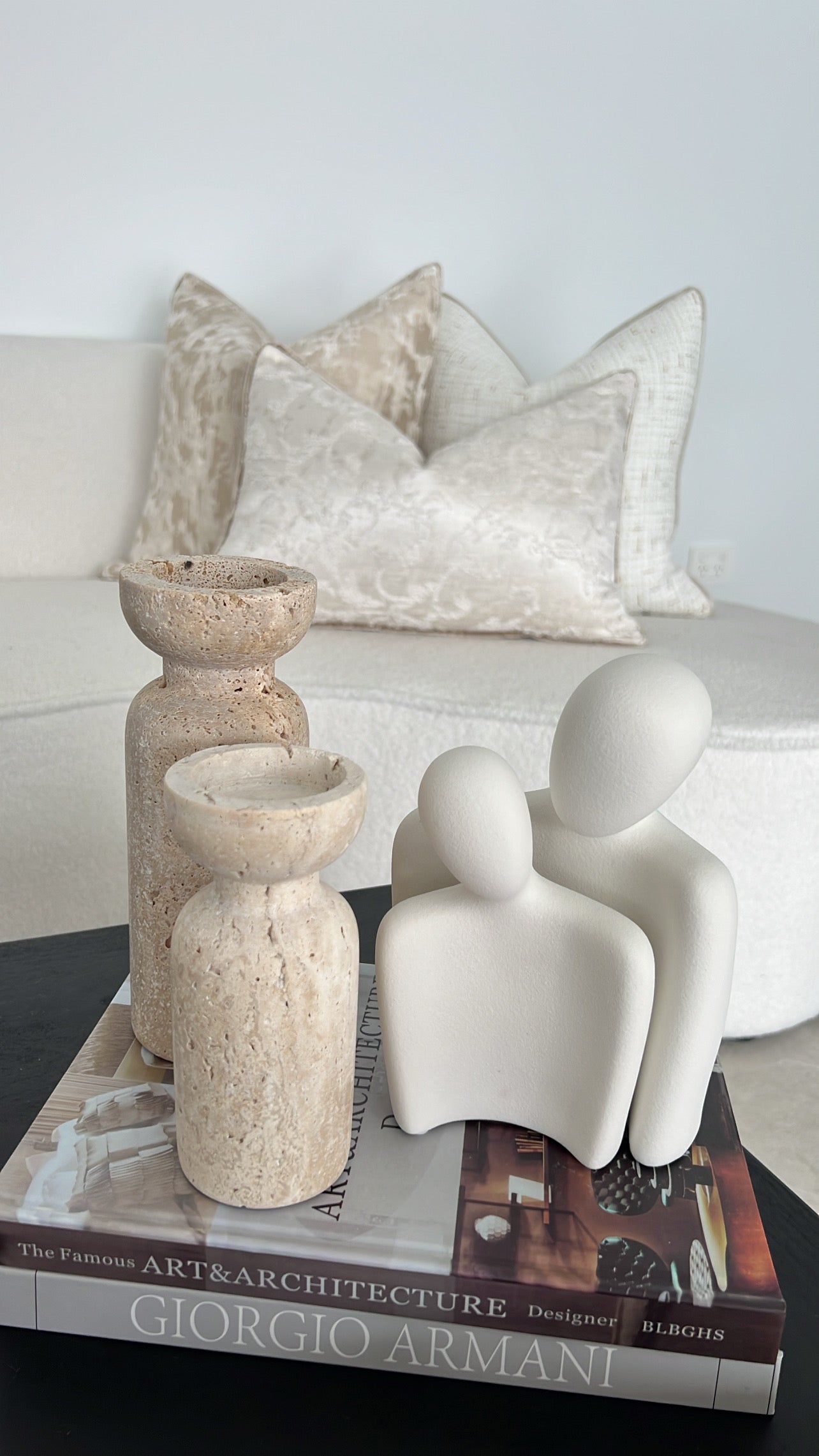 Travertine stone Candle Holder - Luscious Homewares
