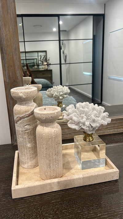 Travertine stone Candle Holder - Luscious Homewares