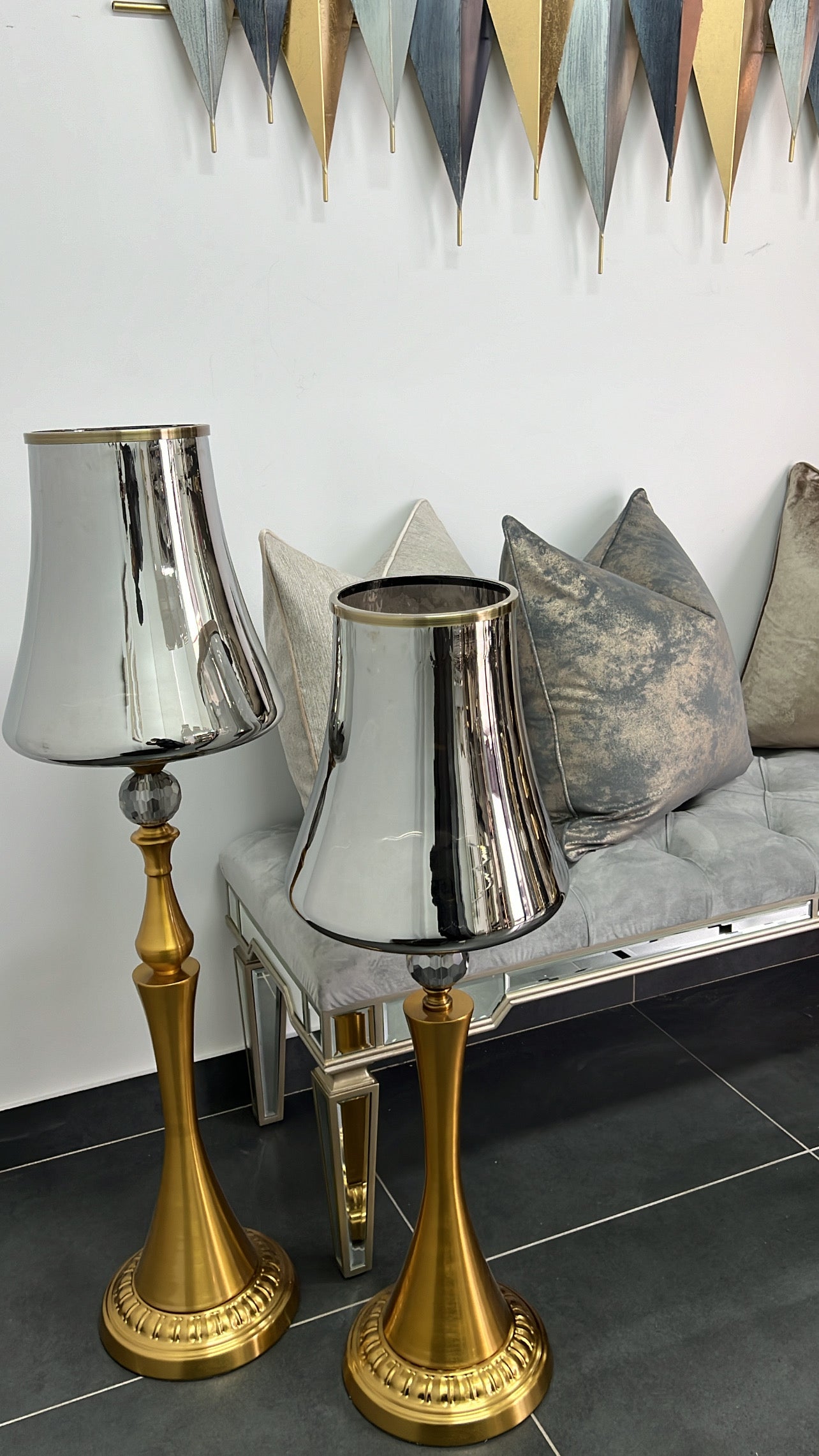 Adonis brass floor vase / hurricane - Luscious Homewares