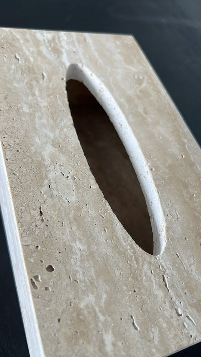 Travertine stone tissue box - Luscious Homewares