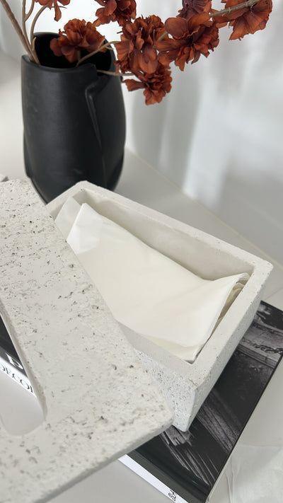 Stone plain tissue box - Luscious Homewares