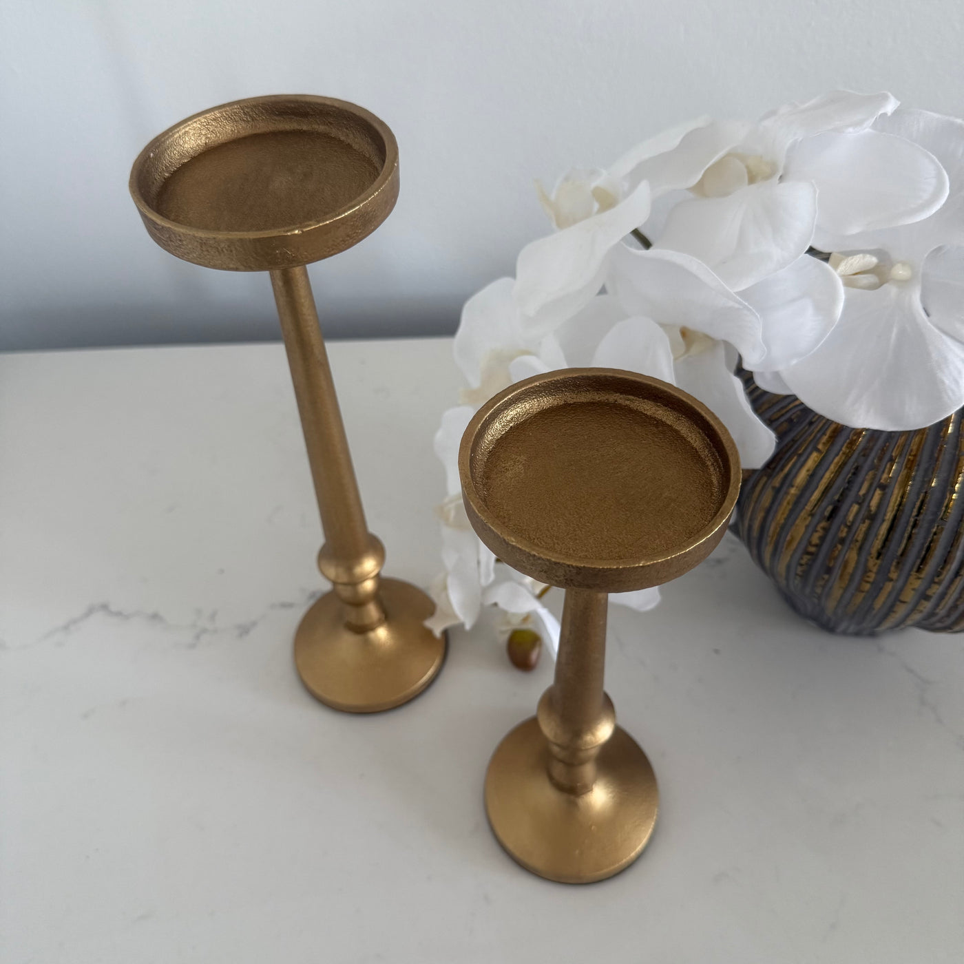 Gold candle holder set of 2