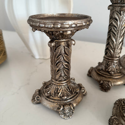 Victorian rustic gold 3 piece Candle holder set
