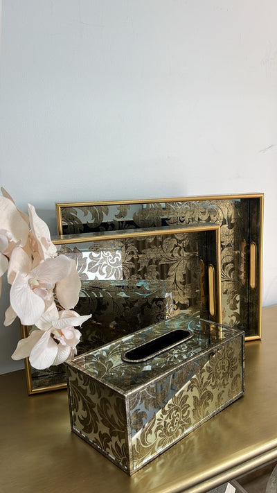 Botanical mirrored Tissue Box - Luscious Homewares