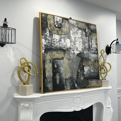 Gold and black abstract frame wall art