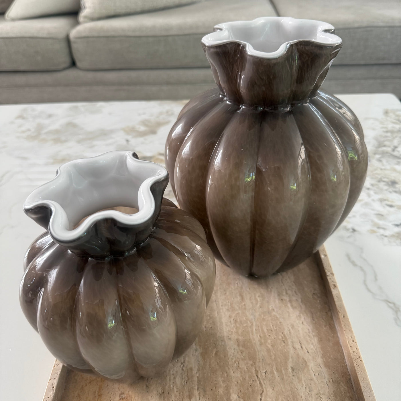 Fontana smoked taupe Glass vase