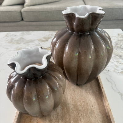 Fontana smoked taupe Glass vase