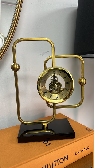 Gold brass clock - Luscious Homewares