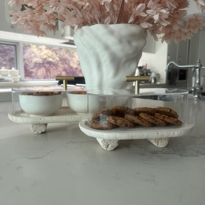 Travertine serving cake + dome