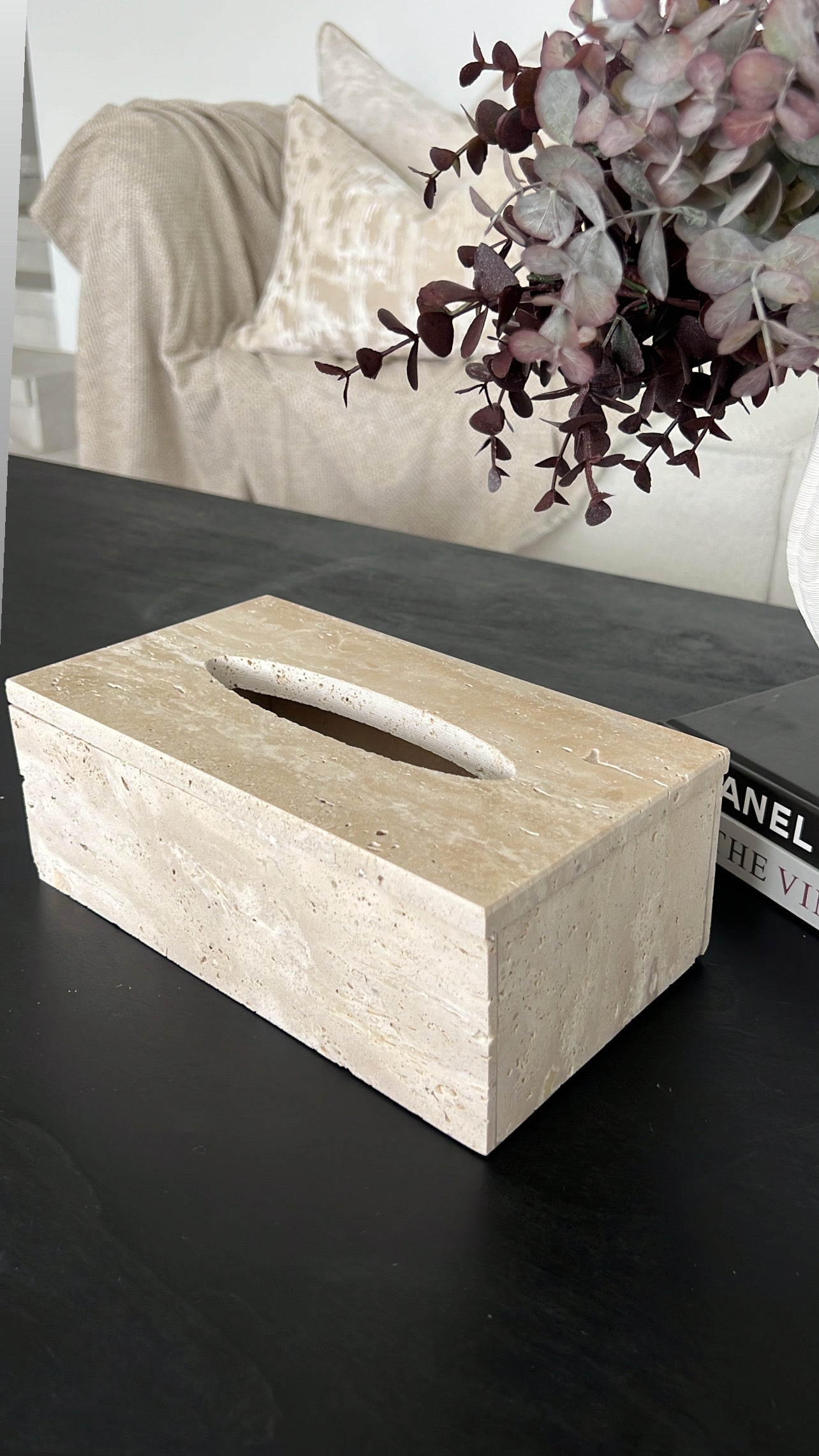 Travertine stone tissue box - Luscious Homewares