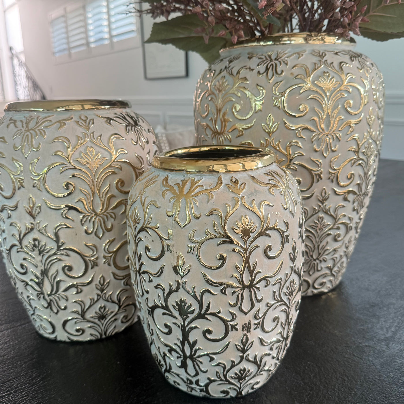 Luxe Fleur gold vase