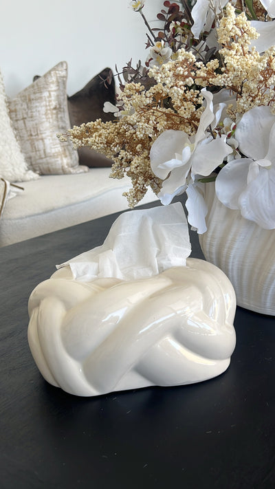 Weaved cream tissue box - Luscious Homewares