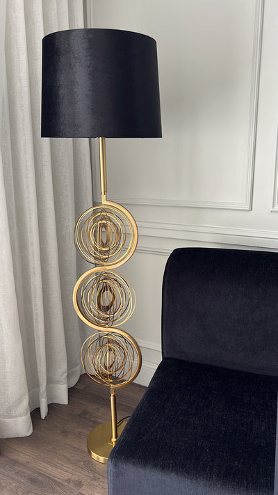 Orbit Floor lamp black velvet shade - Luscious Homewares