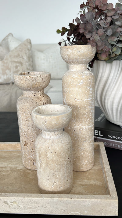 Travertine stone Candle Holder - Luscious Homewares