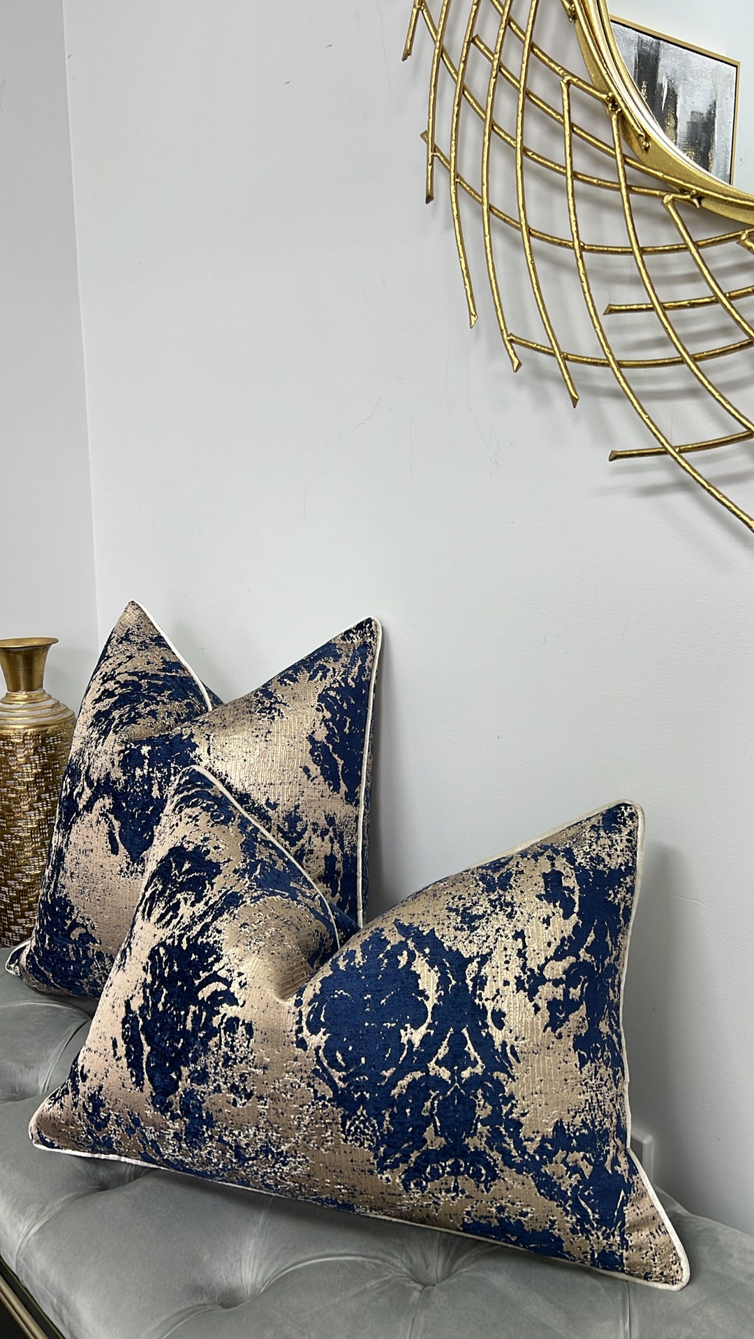 Navy Blue And Gold Cushions Royalty Navy Gold Cushion Luscious