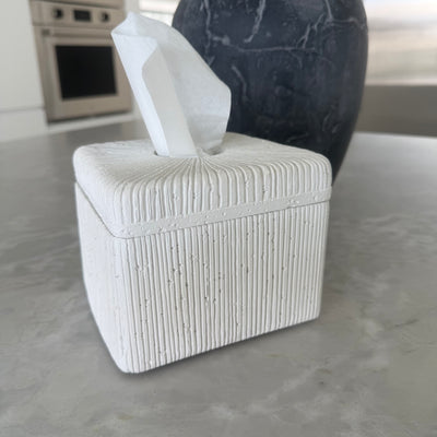 White ribbed Stone tissue box