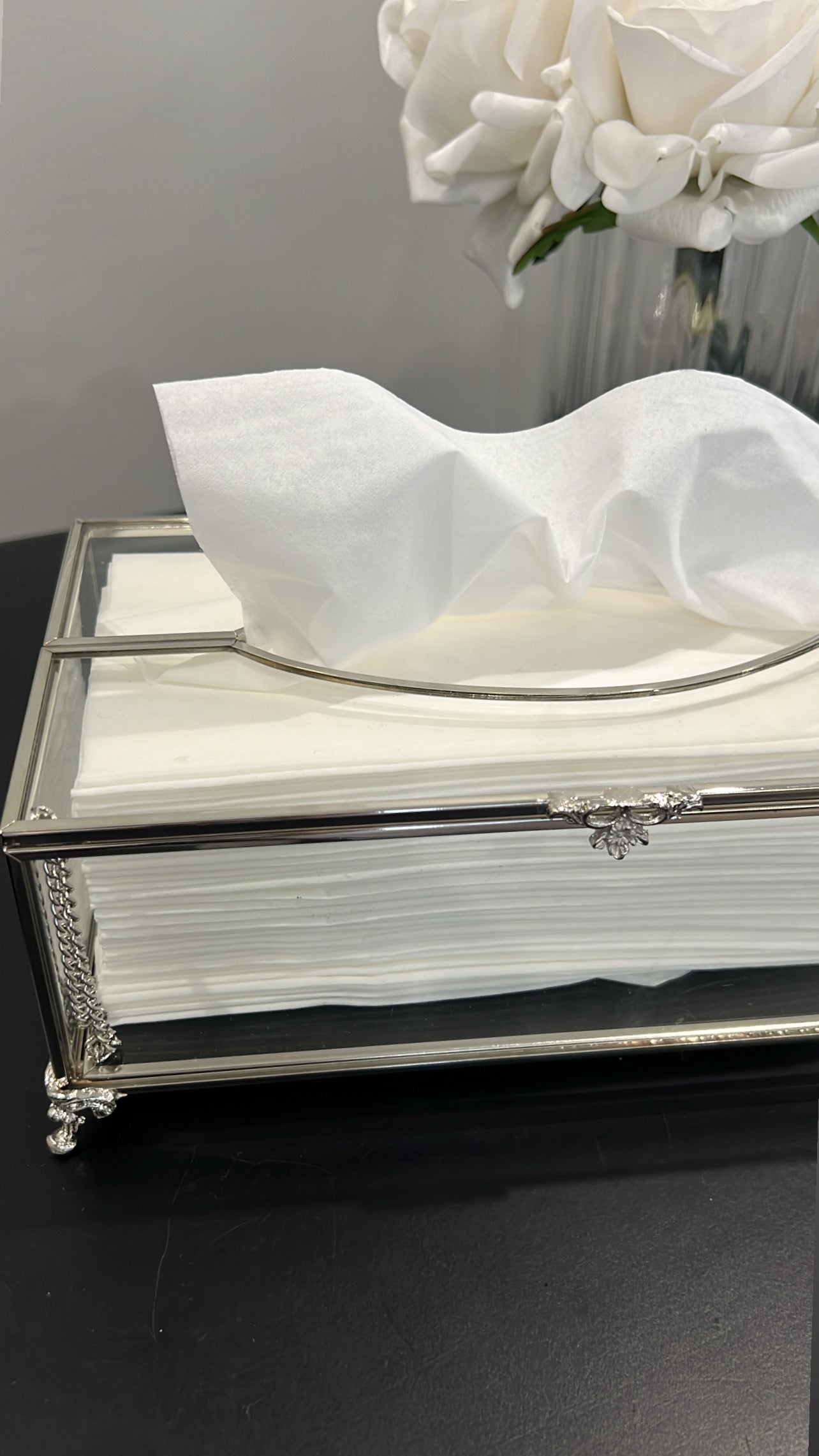 Valentina silver tissue box - Luscious Homewares