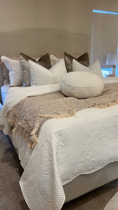 Harmony ivory Coverlet queen / king - Luscious Homewares