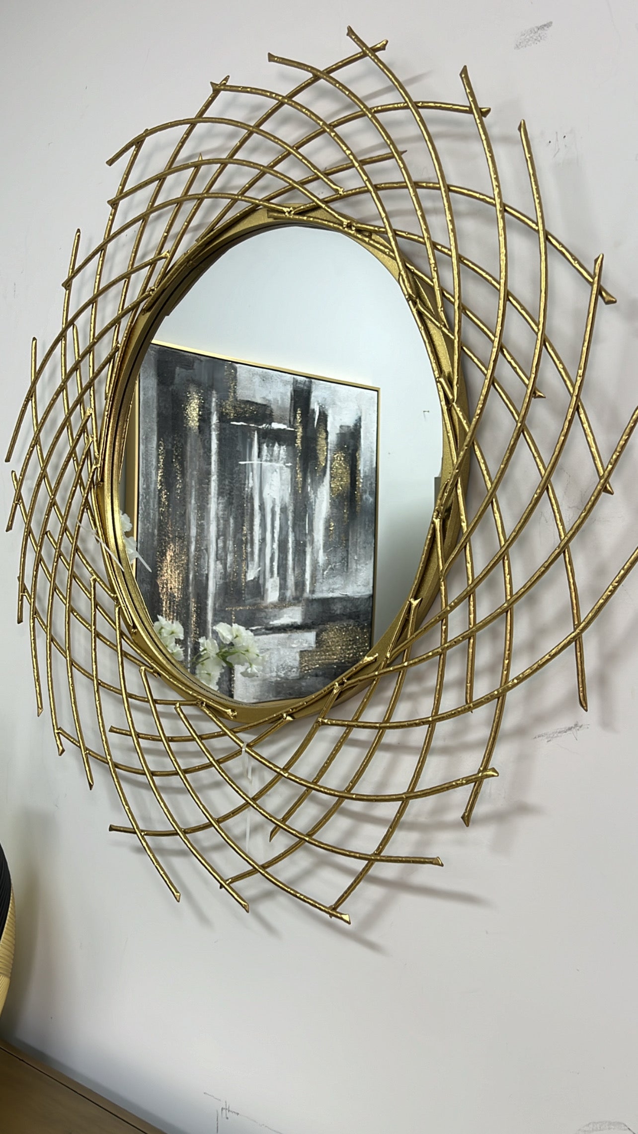 Circular spiral Gold wall mirror - Luscious Homewares