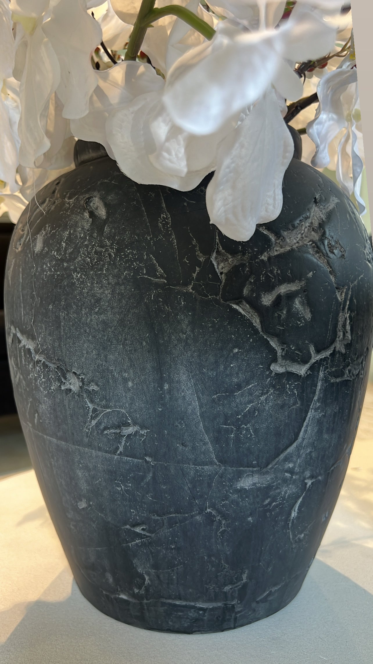 Heritage black charcoal stone vase - Luscious Homewares
