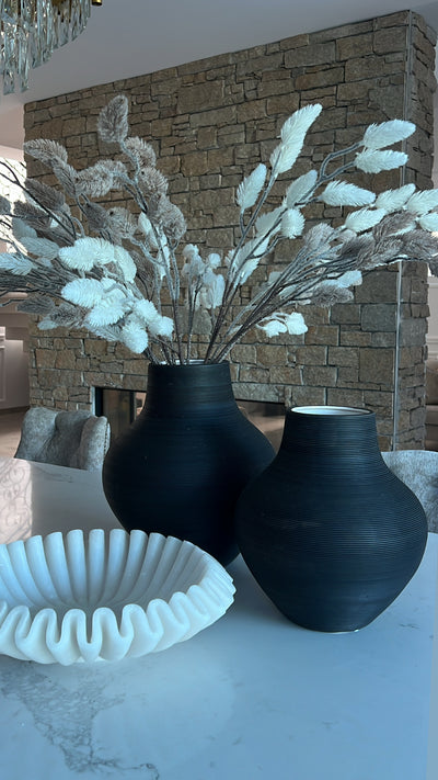 Nia Textured handmade Black vase - Luscious Homewares