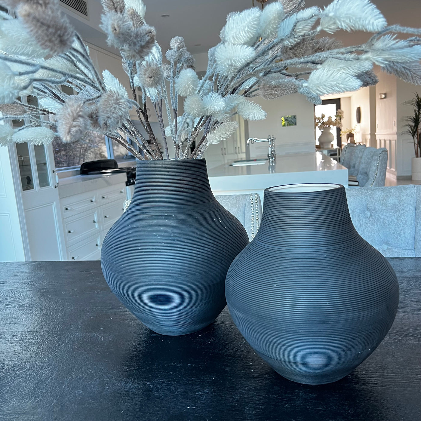 Nia Textured handmade Black vase - Luscious Homewares