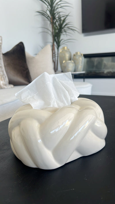 Weaved cream tissue box - Luscious Homewares