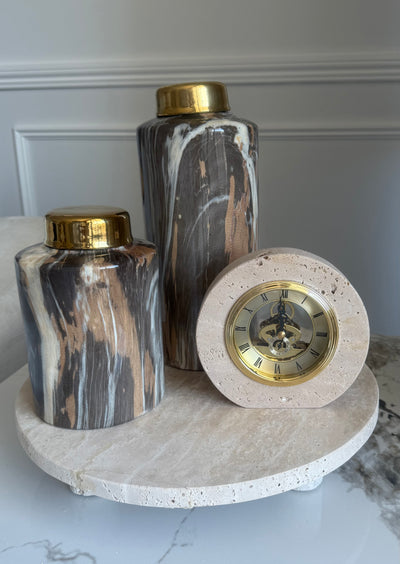 Travertine stone clock