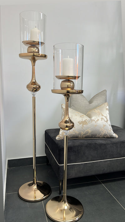Empire gold floor candle holders - Luscious Homewares
