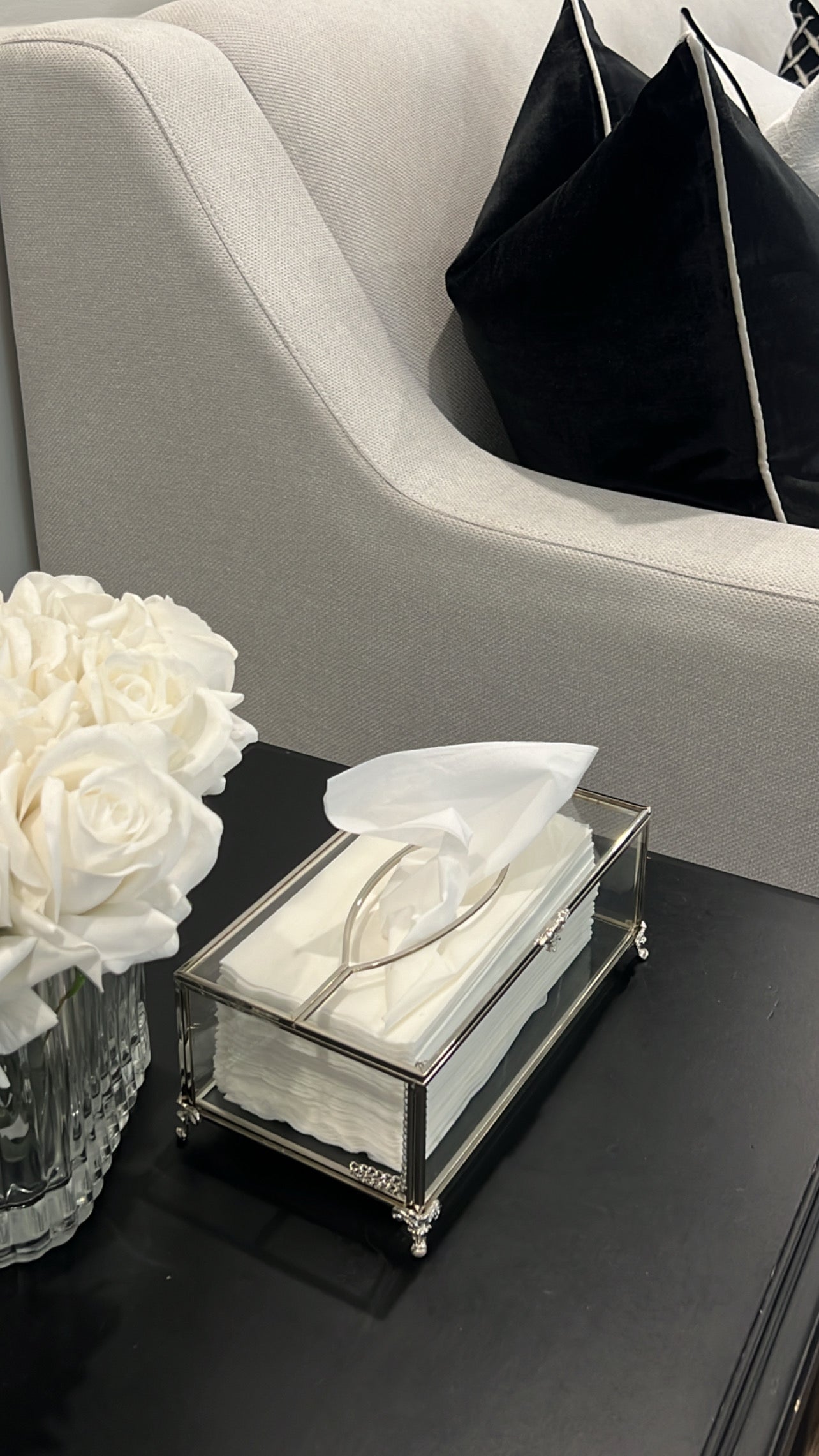 Valentina silver tissue box - Luscious Homewares