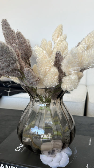 Ribbed glass vase