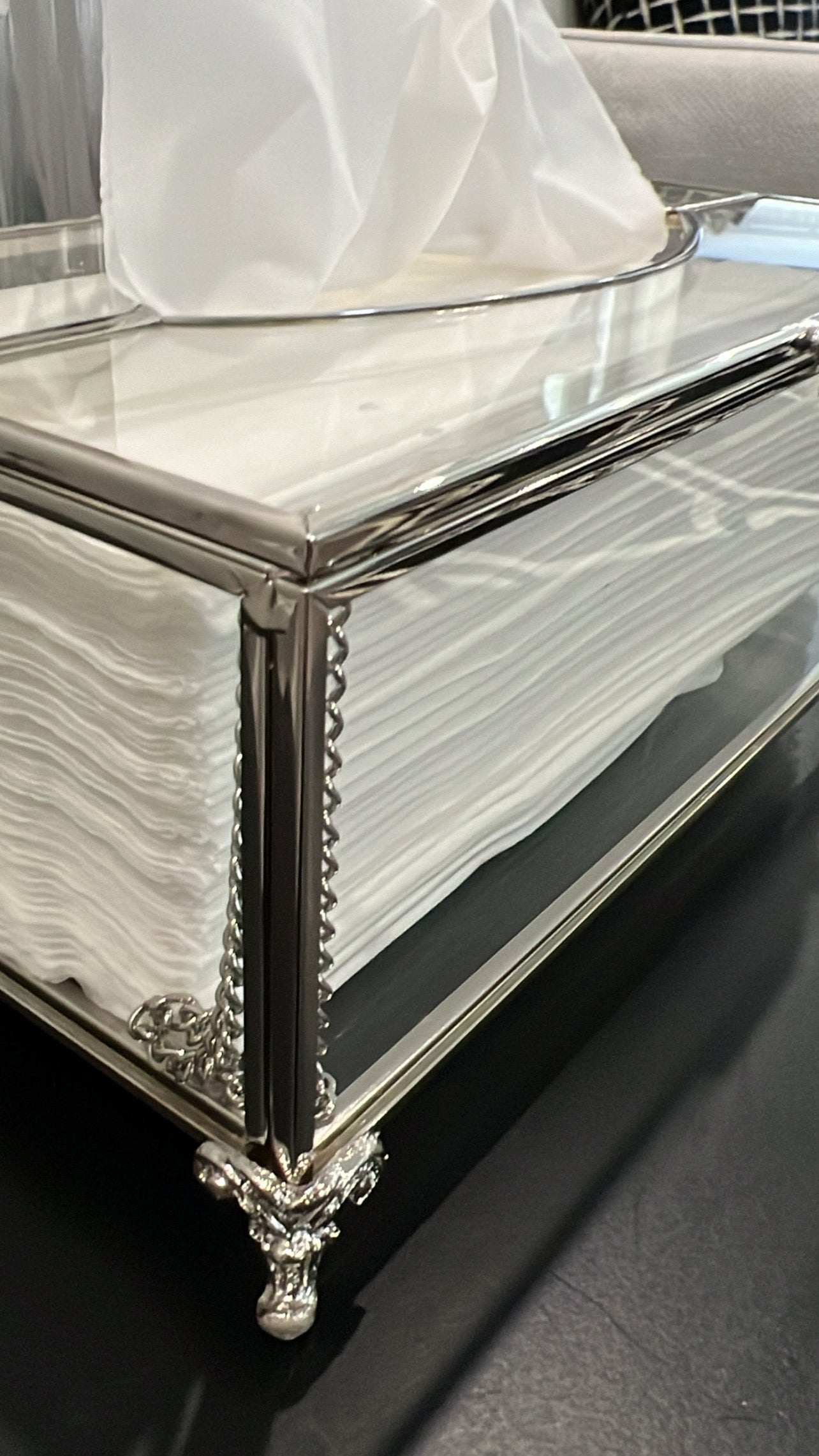 Valentina silver tissue box - Luscious Homewares