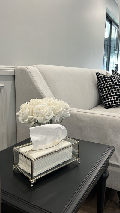 Valentina silver tissue box - Luscious Homewares