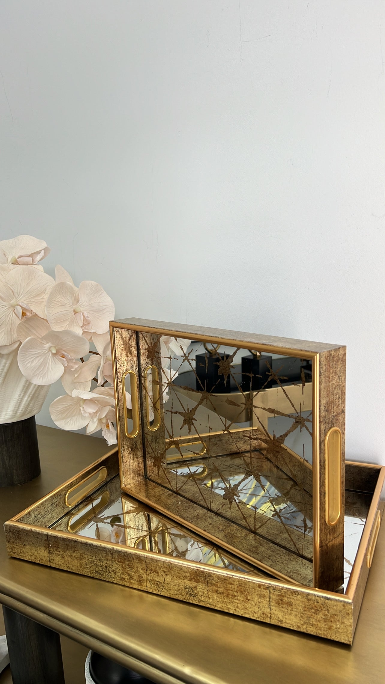 Starlight Serving gold tray set x2 - Luscious Homewares