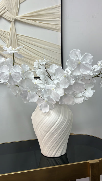 Pleated white ceramic vase - Luscious Homewares