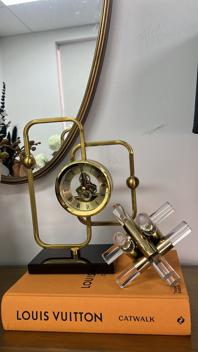 Gold brass clock - Luscious Homewares