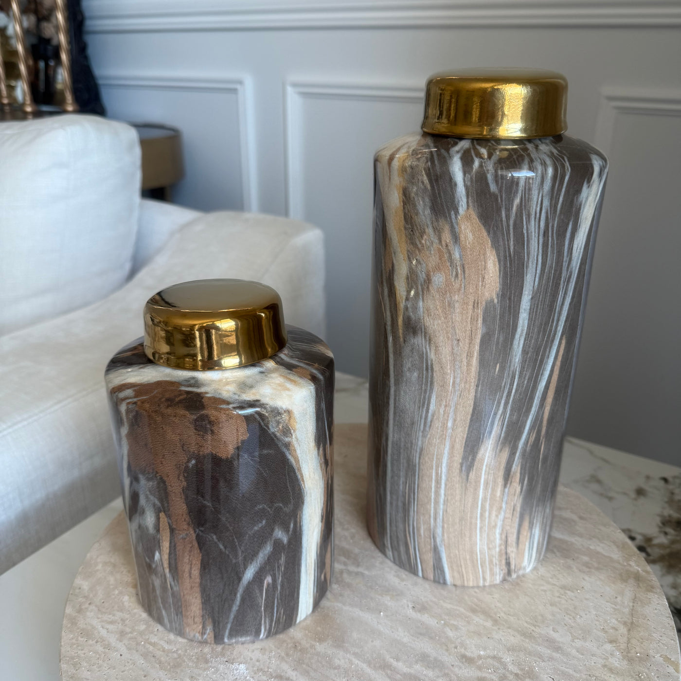 Swirl stone cylinder jars