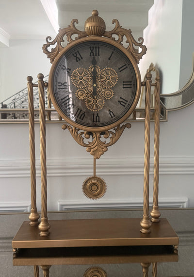 Belle Moving Gears table Clock, Gold