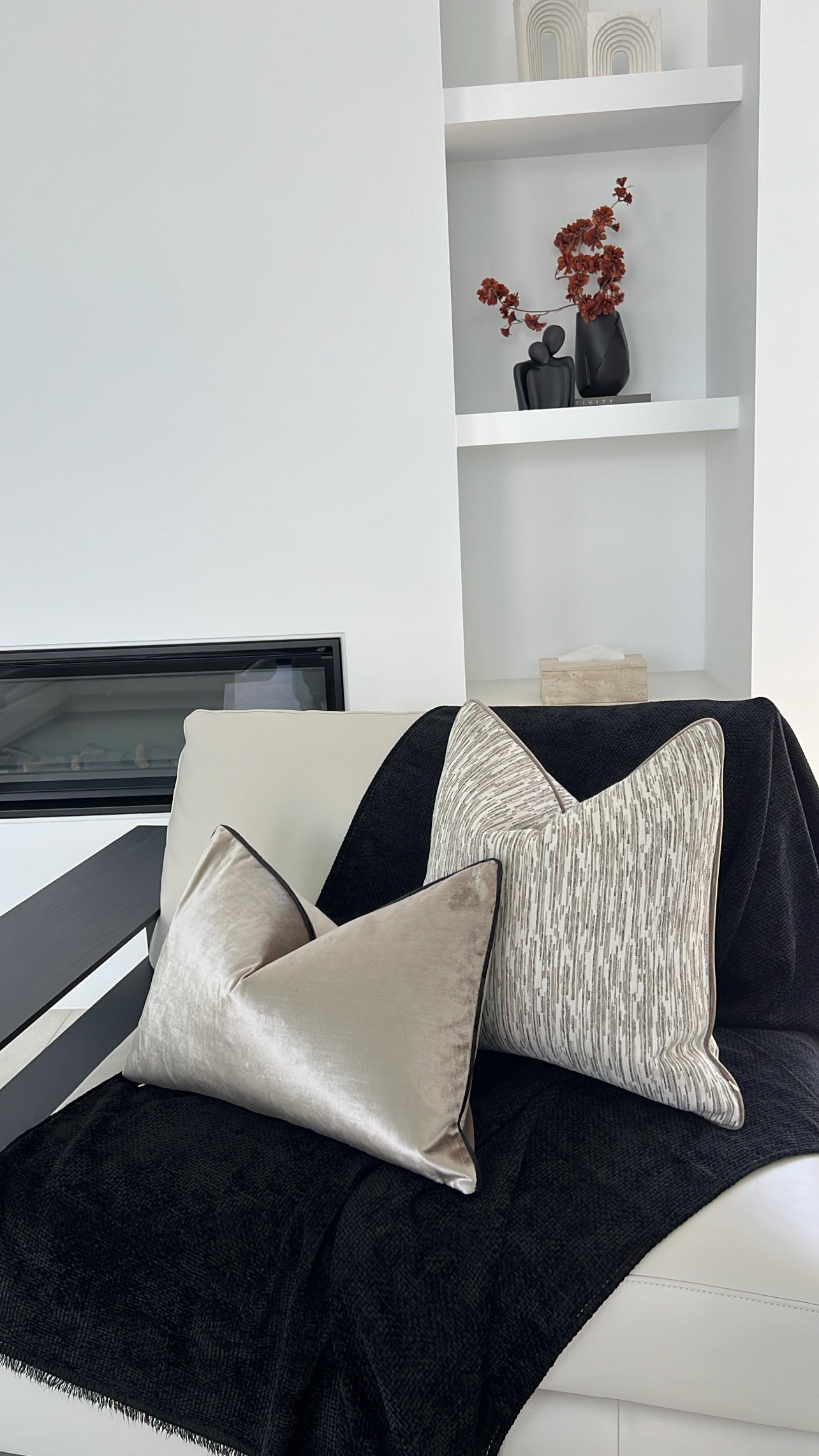 Natural black braided Throw - Luscious Homewares