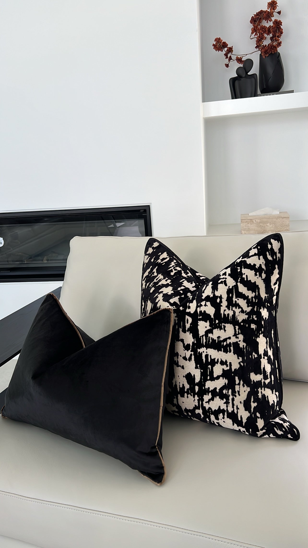 Livia black Cushion - Luscious Homewares