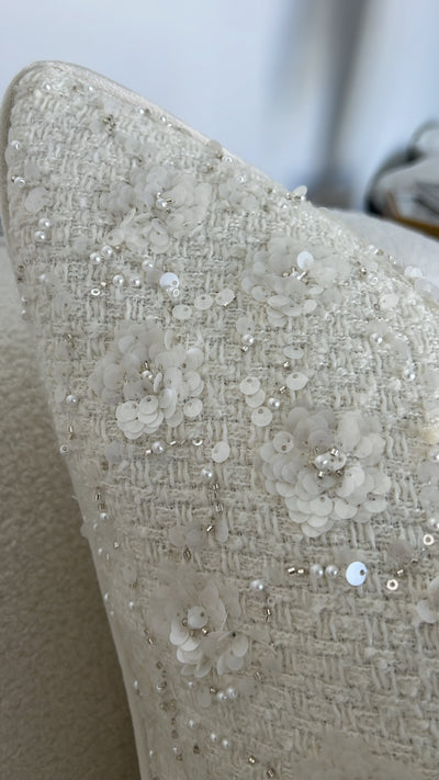 Lulu pearl tweed cushion - Luscious Homewares