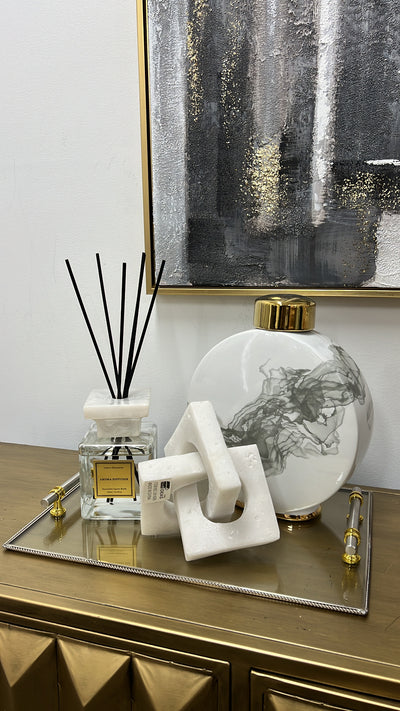 Silver rim glass tray rectangle - Luscious Homewares