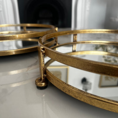 Dina round Gold mirror tray