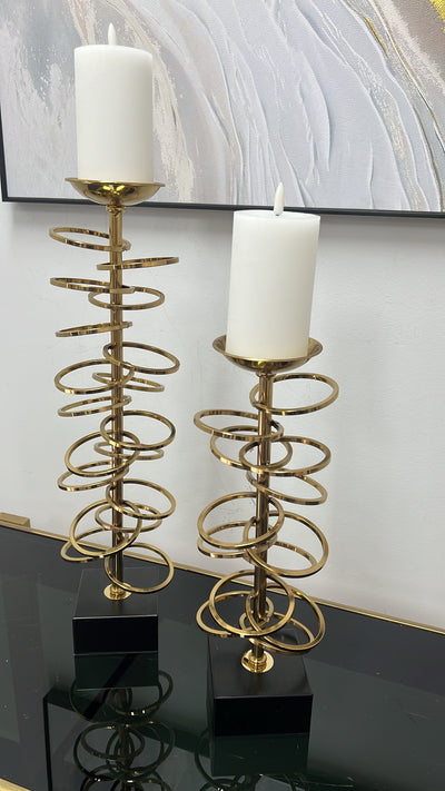 Cosmic Black and gold candle holders - Luscious Homewares