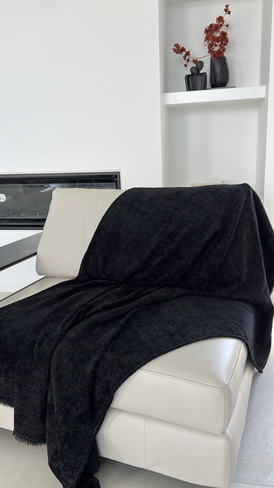 Natural black braided Throw - Luscious Homewares