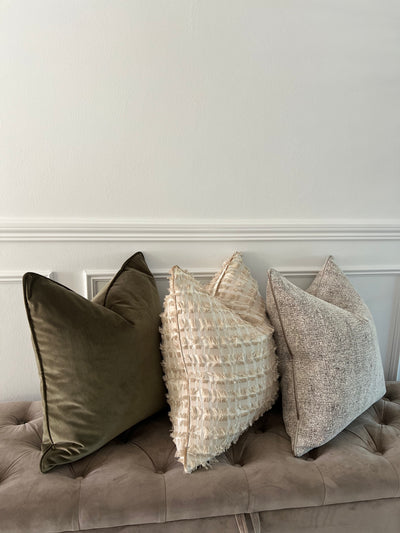 Forest green silk velvet cushion - Luscious Homewares